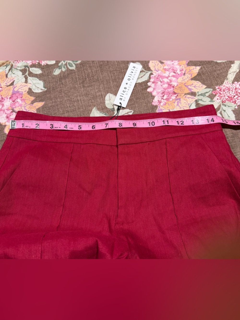 Alice + Olivia Dylan High Rise Wide Leg Pant in Dark Cherry - Picture 7 of 7